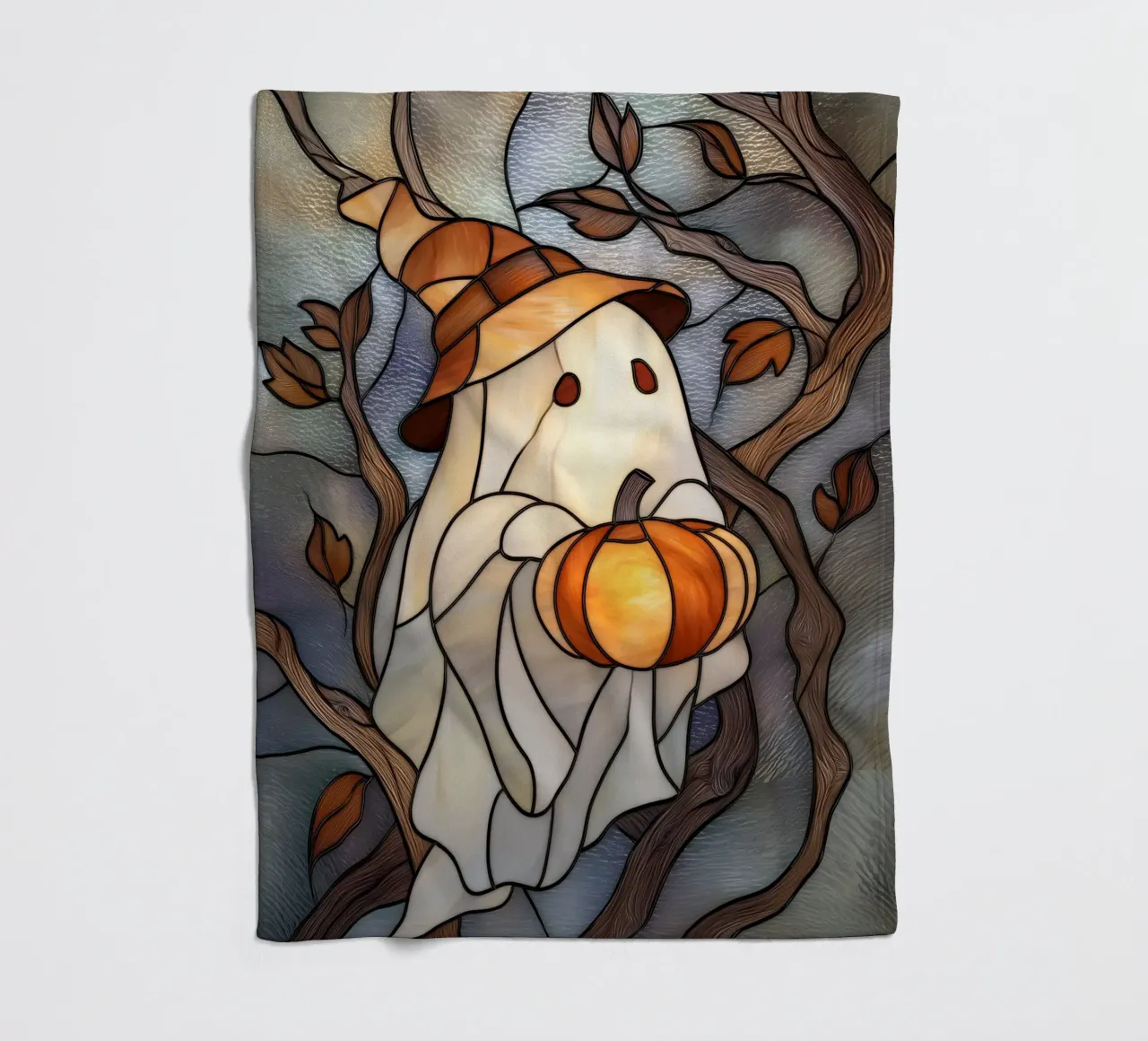 Fantasma di Halloween con lanterna di zucca coperta in pile da Fleur de Lys