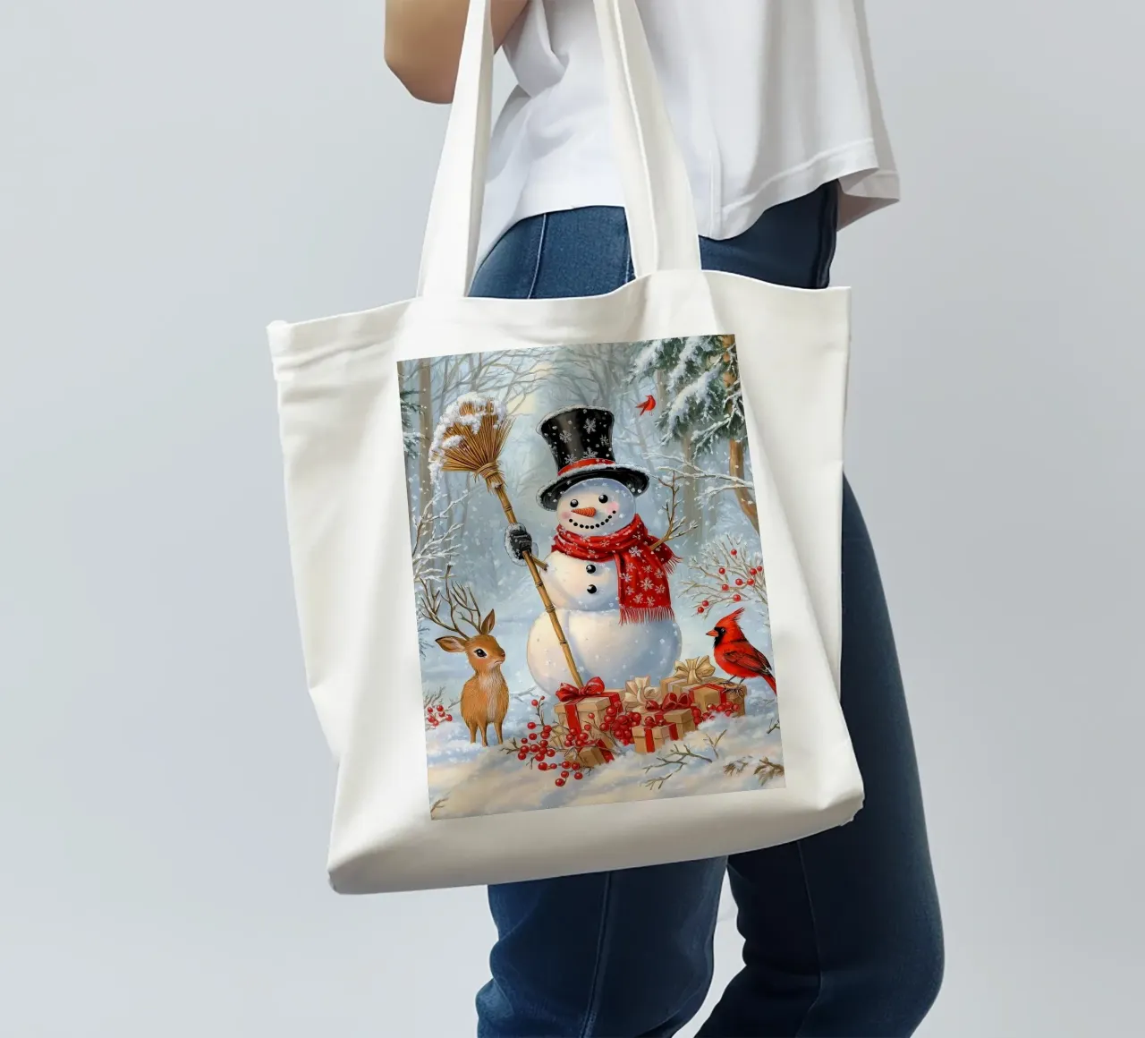 Bonhomme de neige de Noël tote bag de Fleur de Lys