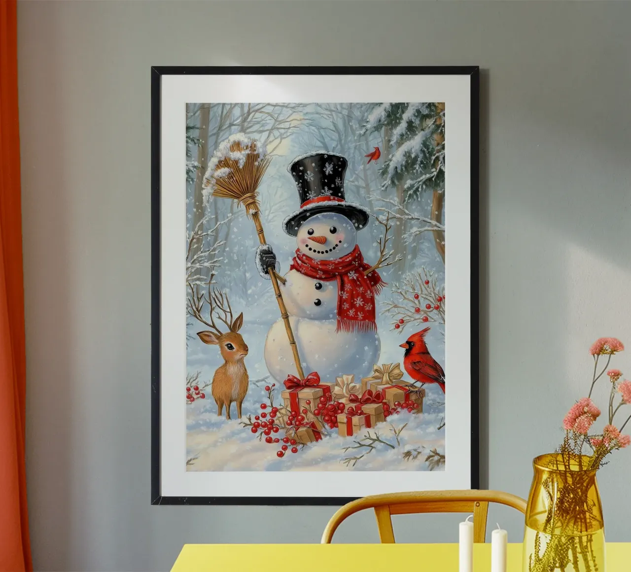Bonhomme de neige de Noël poster de Fleur de Lys