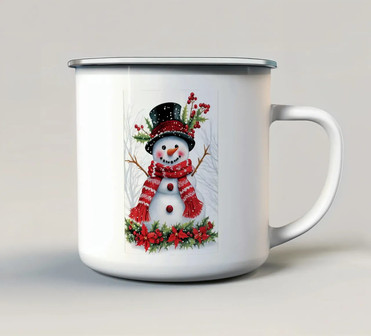 Pupazzo di neve di Natale tazza in smalto da Fleur de Lys