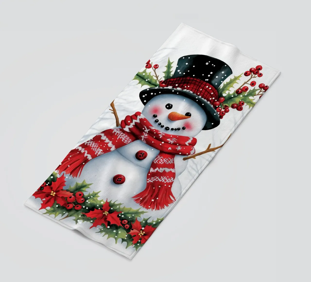 Christmas Snowman beach towel by Fleur de Lys