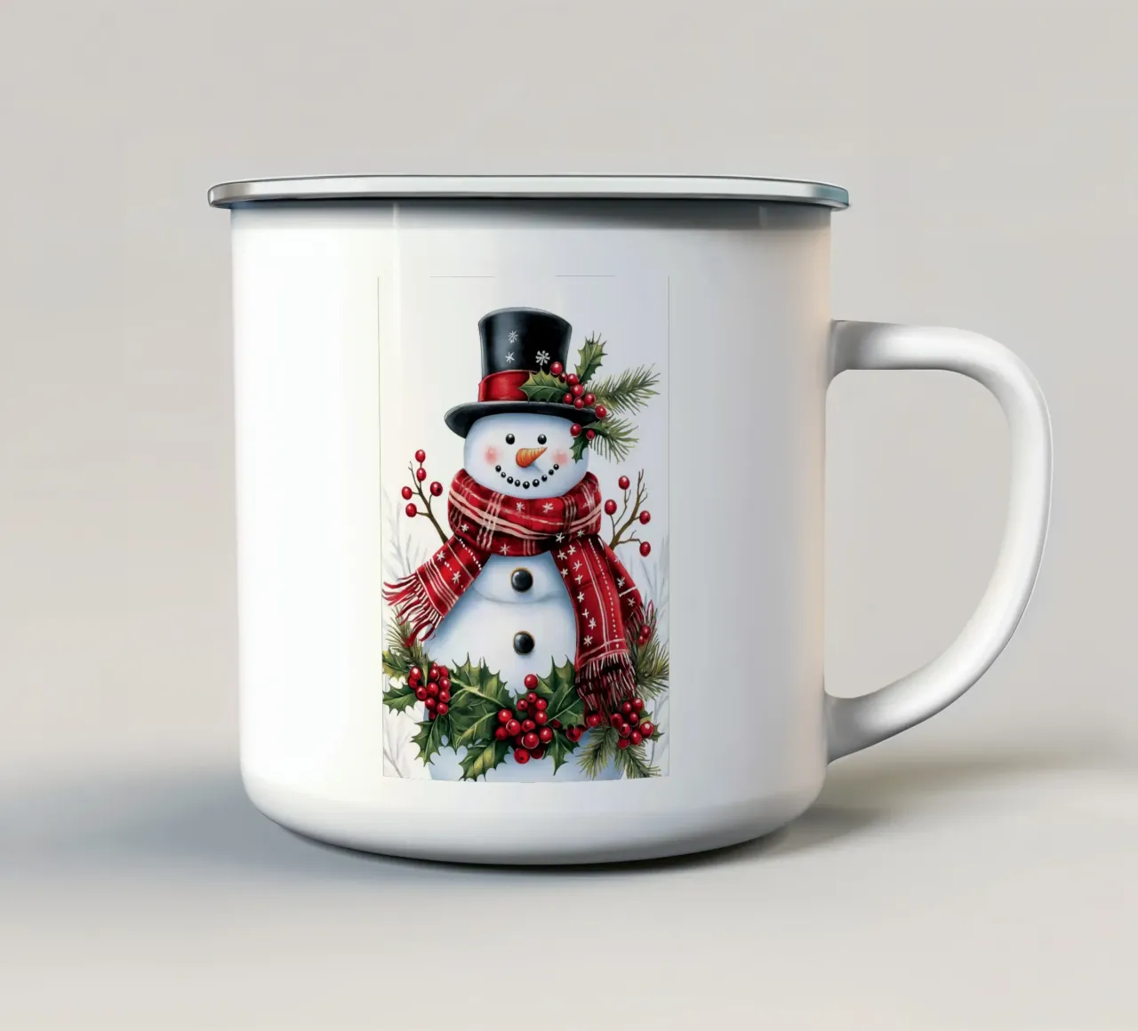 Pupazzo di neve di Natale tazza in smalto da Fleur de Lys