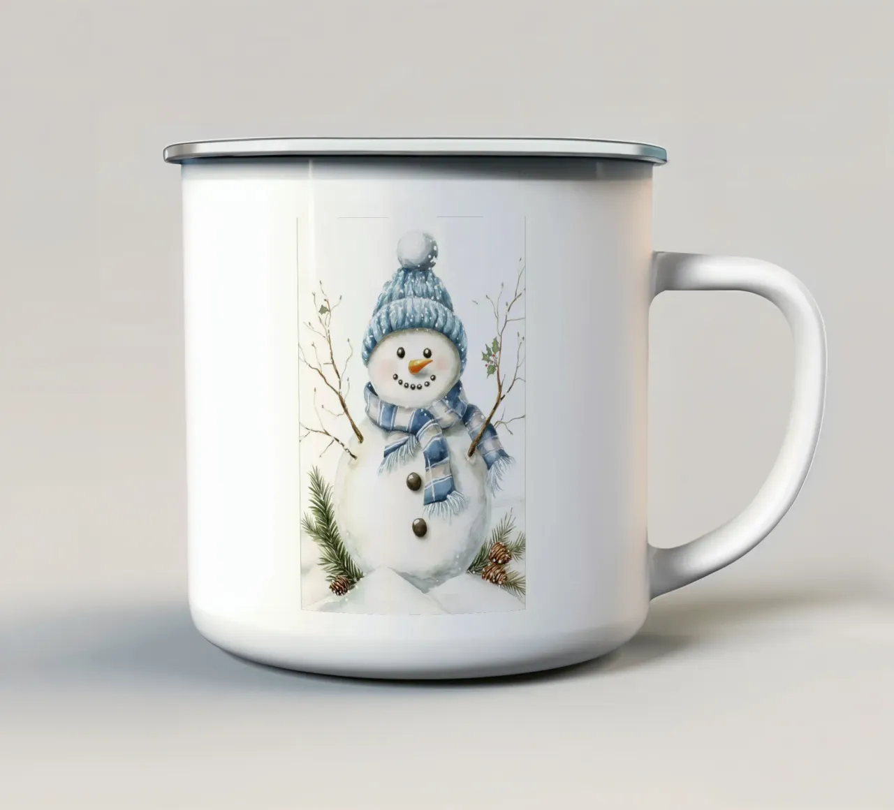 Pupazzo di neve di Natale tazza in smalto da Fleur de Lys
