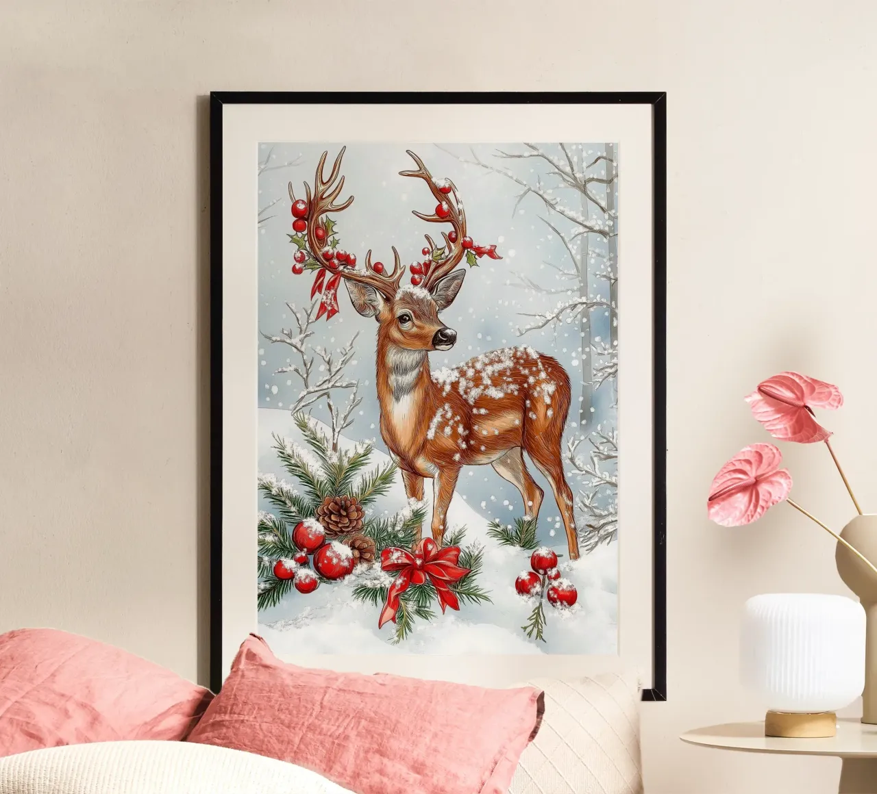 Christmas Deer hahnemühle by Fleur de Lys