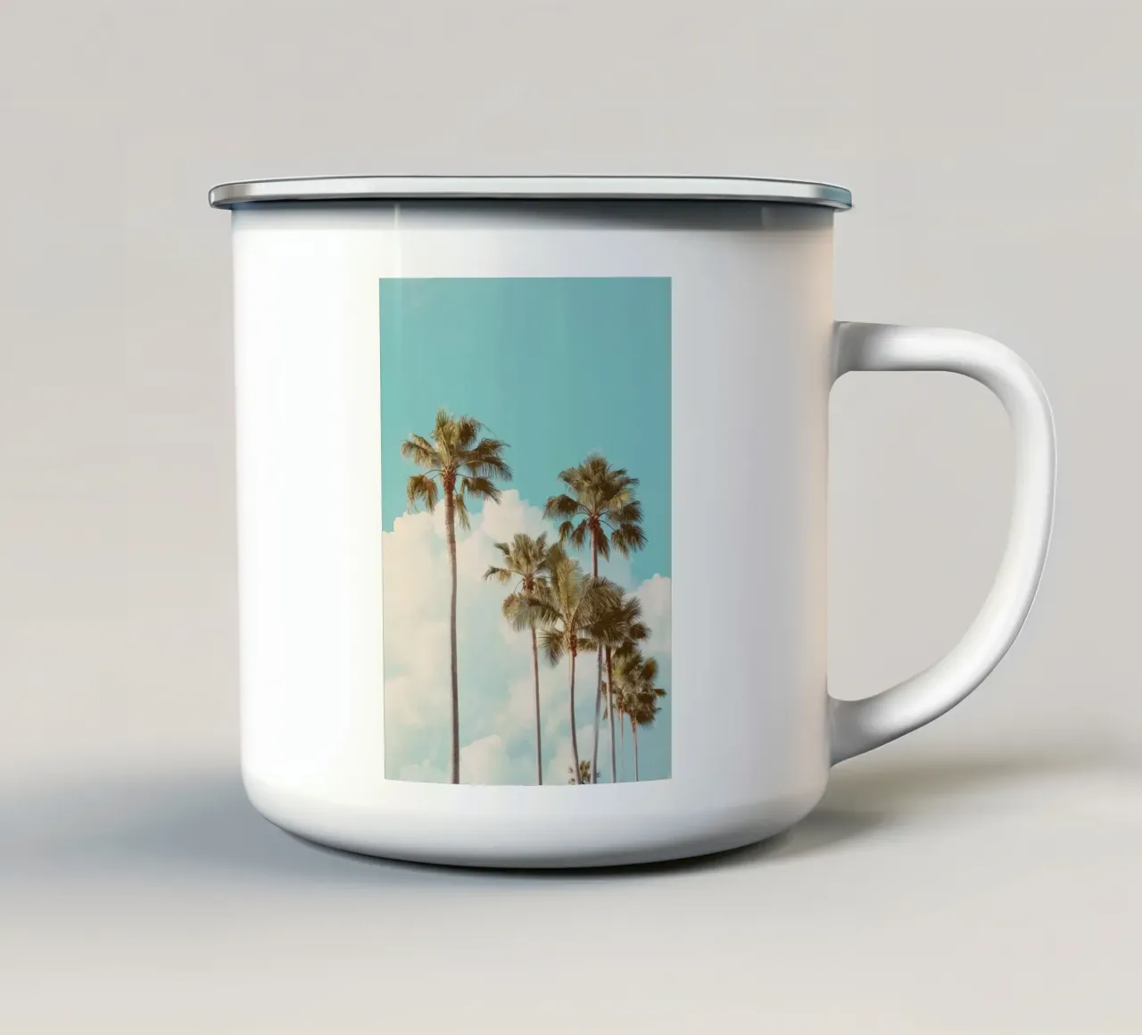California Dream – Retro Palm Tree Print tazza in smalto da Vela Luna