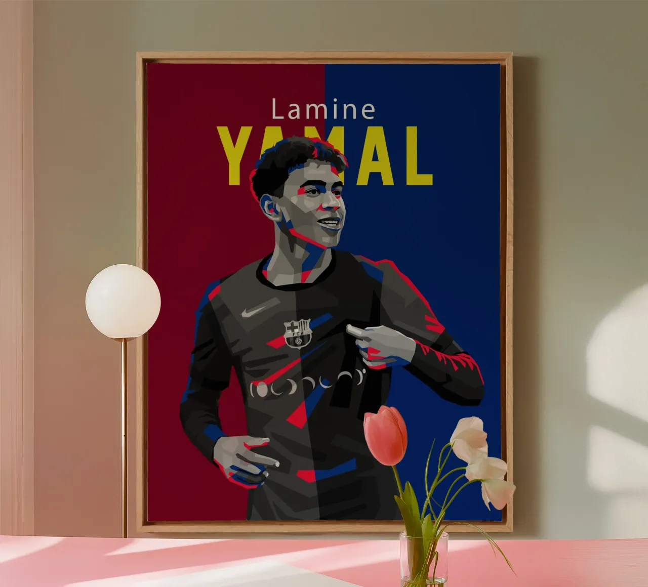 Lamine Yamal canvas met Baklijst van WPAP MALANG