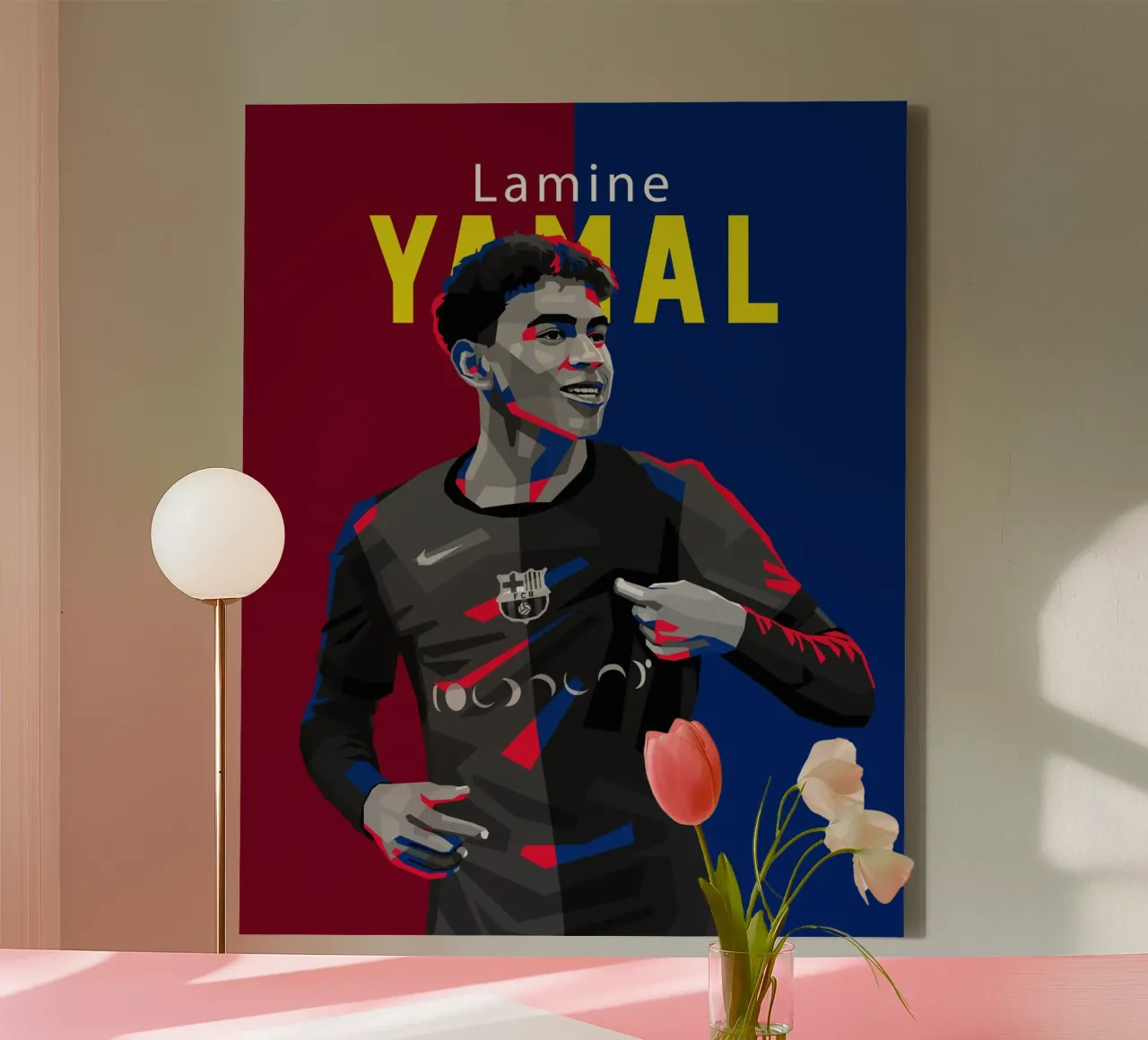 Lamine Yamal canvas met Baklijst van WPAP MALANG