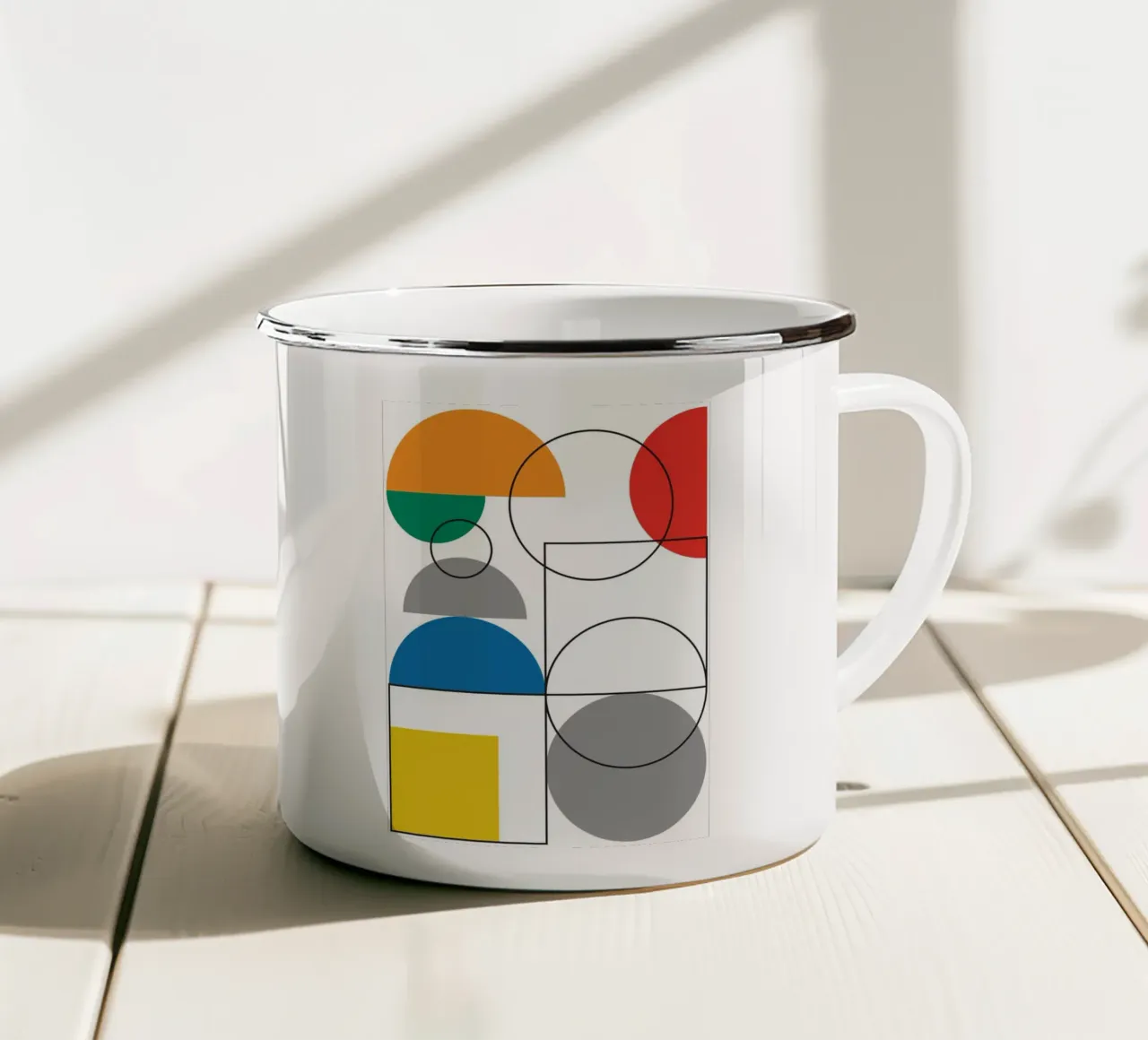 Equilibrio geometrico bauhaus calma tazza in smalto da Family Bauhaus Art