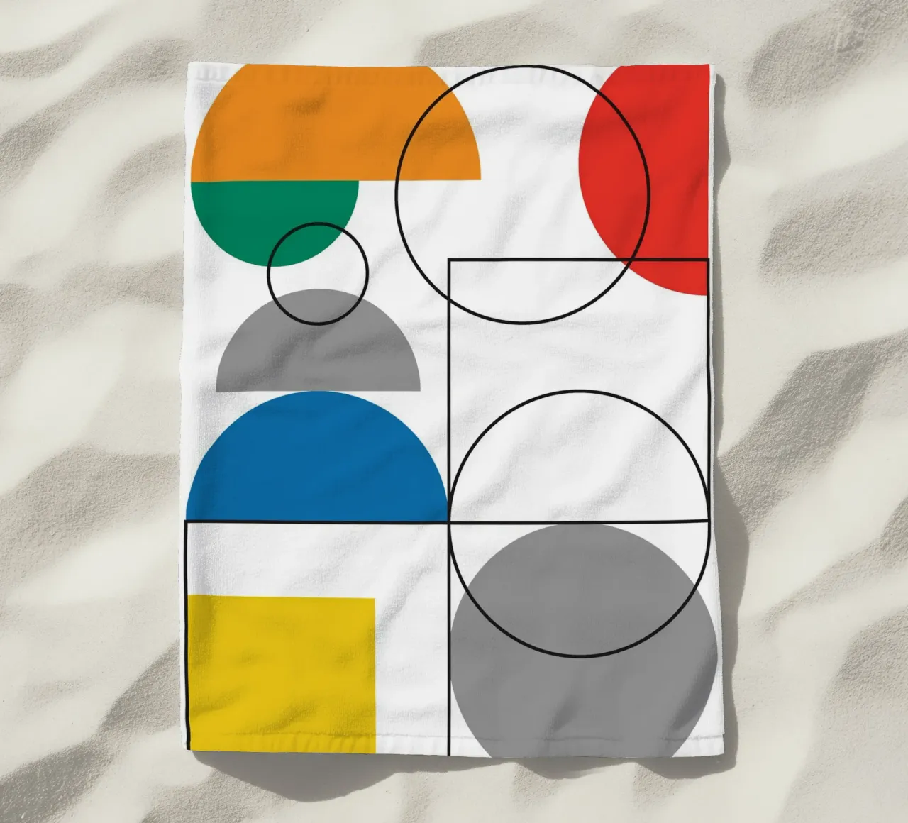 Geometric bauhaus balance calm beach towel by Family Bauhaus Art