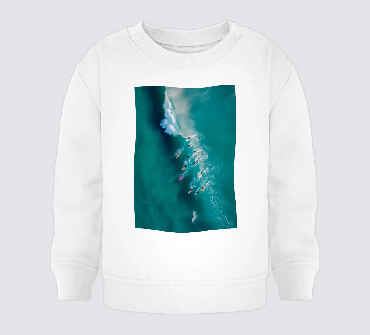 Chasing the Break – Aerial Surf Photography Print felpa neonato da Vela Luna