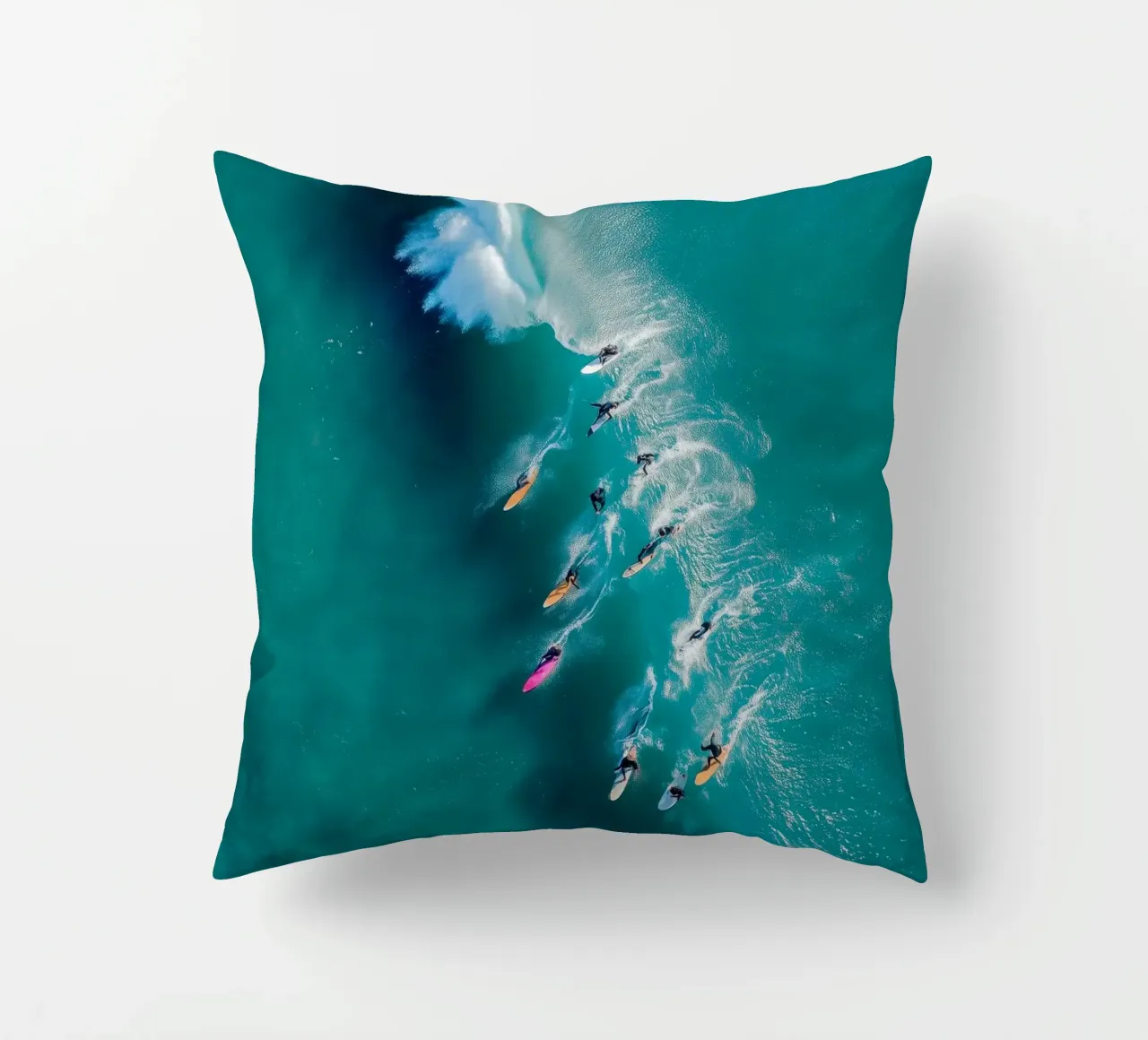 Chasing the Break – Aerial Surf Photography Print cuscino da Vela Luna