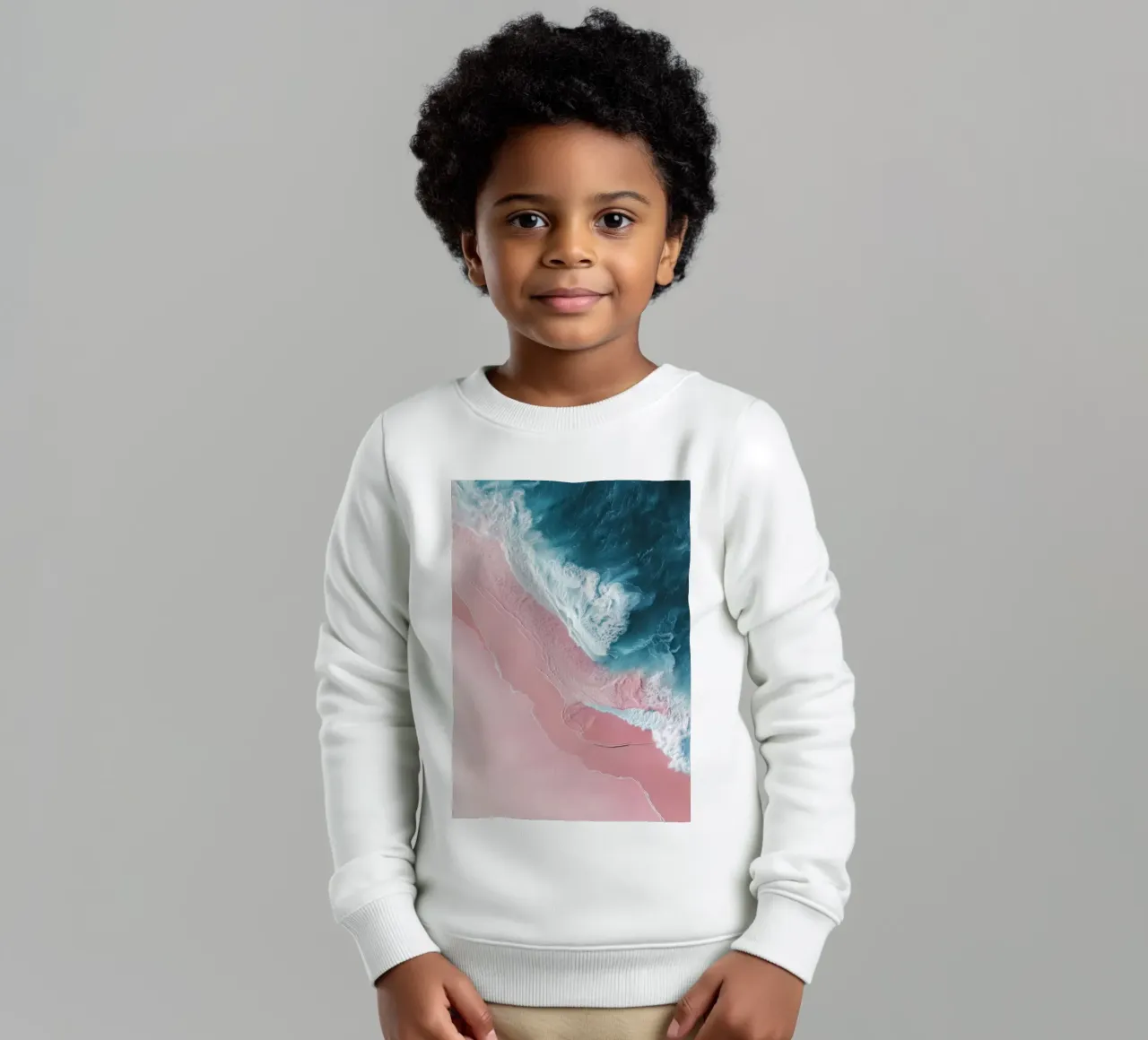 Pink Mirage – Ocean Meets Shore in Aerial View felpa bambino da Vela Luna