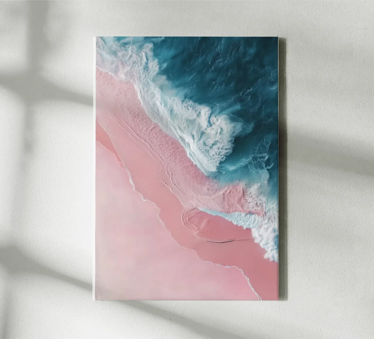 Pink Mirage – Ocean Meets Shore in Aerial View tela con Cornice a cassetta da Vela Luna