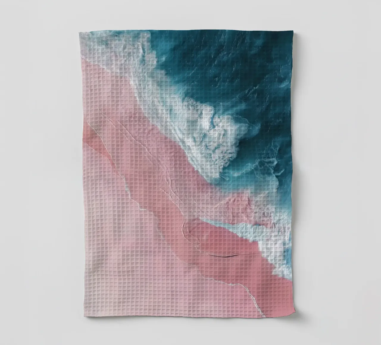 Pink Mirage – Ocean Meets Shore in Aerial View canovaccio da cucina da Vela Luna