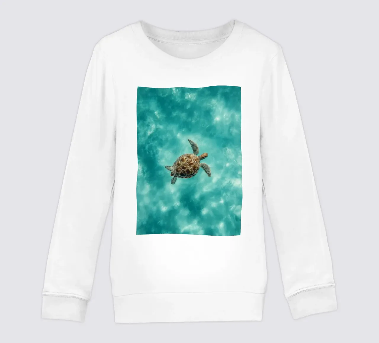 Ocean Wanderer – Minimal Sea Turtle Aerial Print felpa bambino da Vela Luna