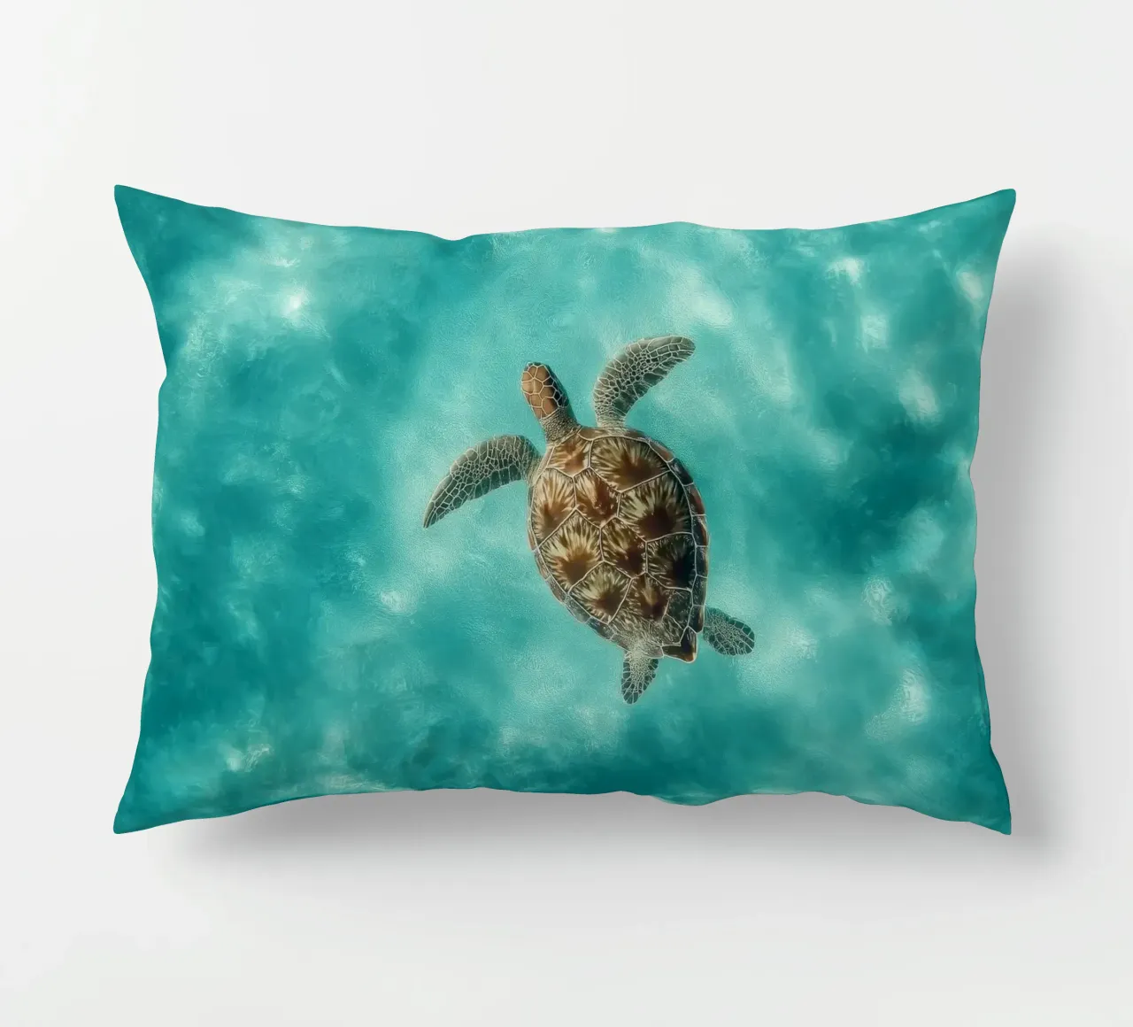 Ocean Wanderer – Minimal Sea Turtle Aerial Print cuscino da Vela Luna