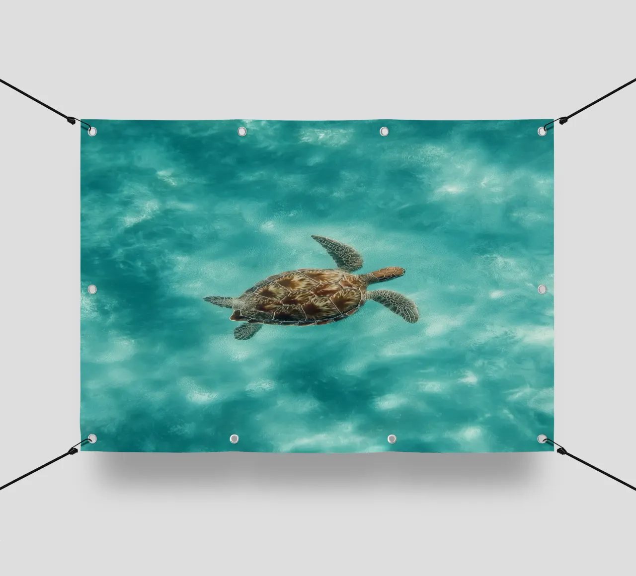 Ocean Wanderer – Minimal Sea Turtle Aerial Print telo in pvc da Vela Luna