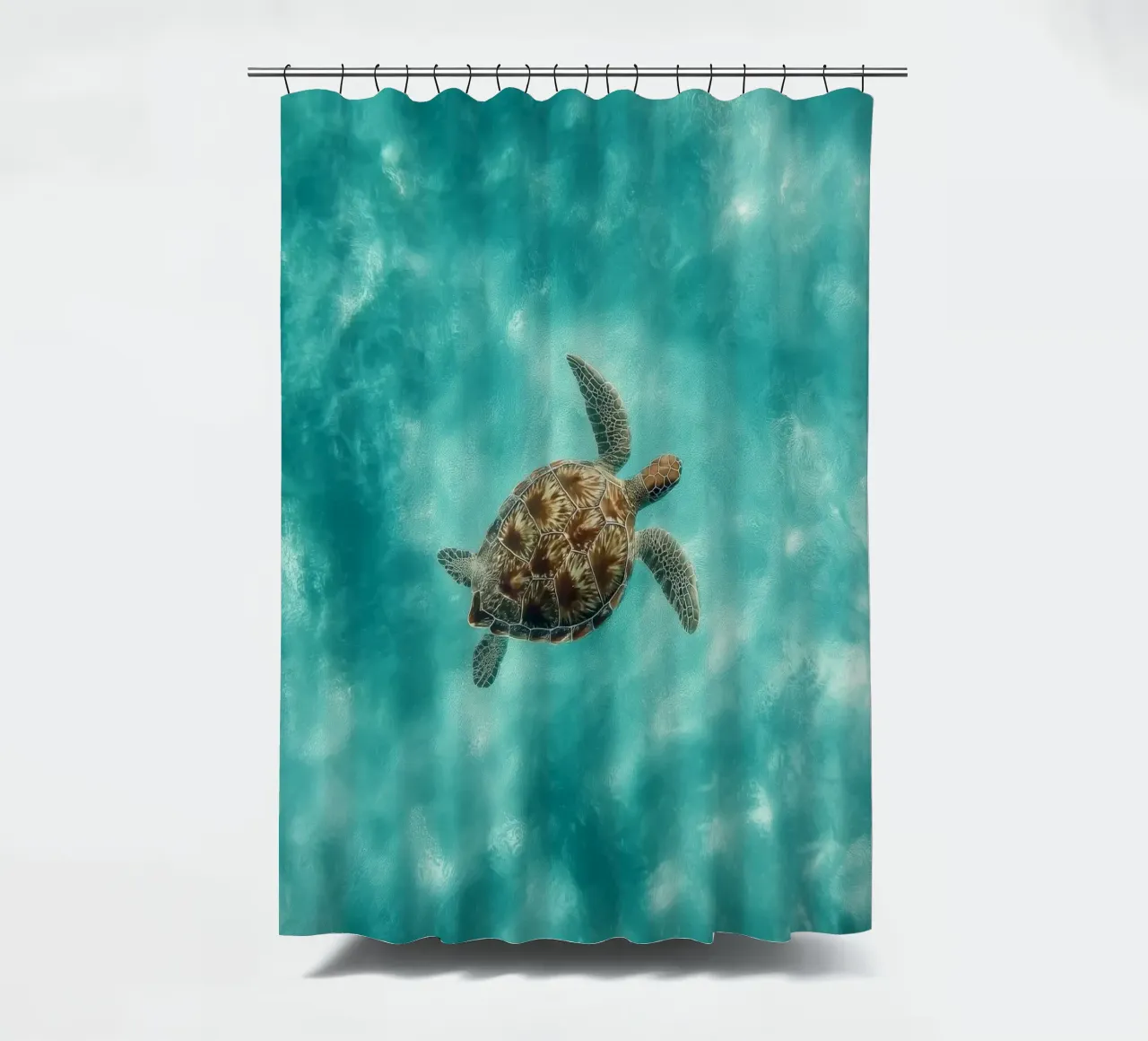 Ocean Wanderer – Minimal Sea Turtle Aerial Print tenda da doccia da Vela Luna