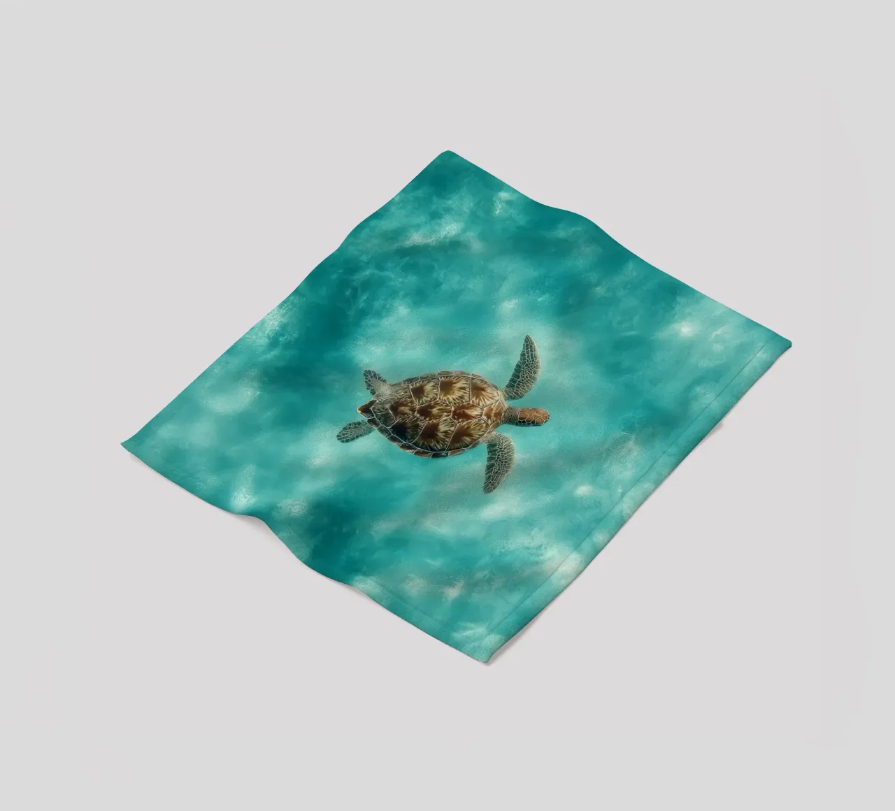 Ocean Wanderer – Minimal Sea Turtle Aerial Print coperta in pile da Vela Luna