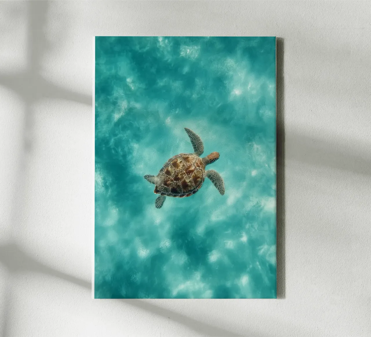 Ocean Wanderer – Minimal Sea Turtle Aerial Print canvas by Vela Luna