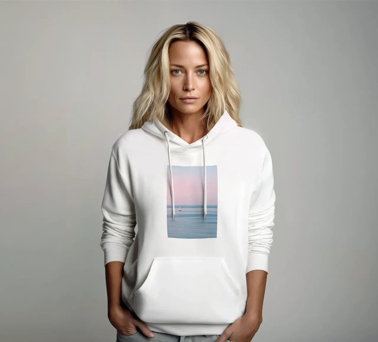 Sailing Still – Minimalist Ocean Photography felpa con cappuccio da Vela Luna
