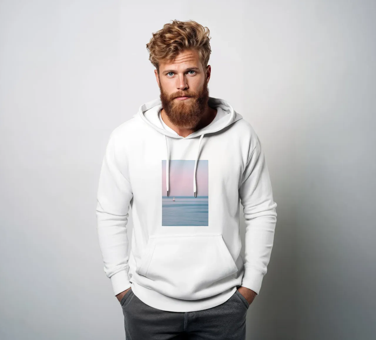 Sailing Still – Minimalist Ocean Photography felpa con cappuccio da Vela Luna
