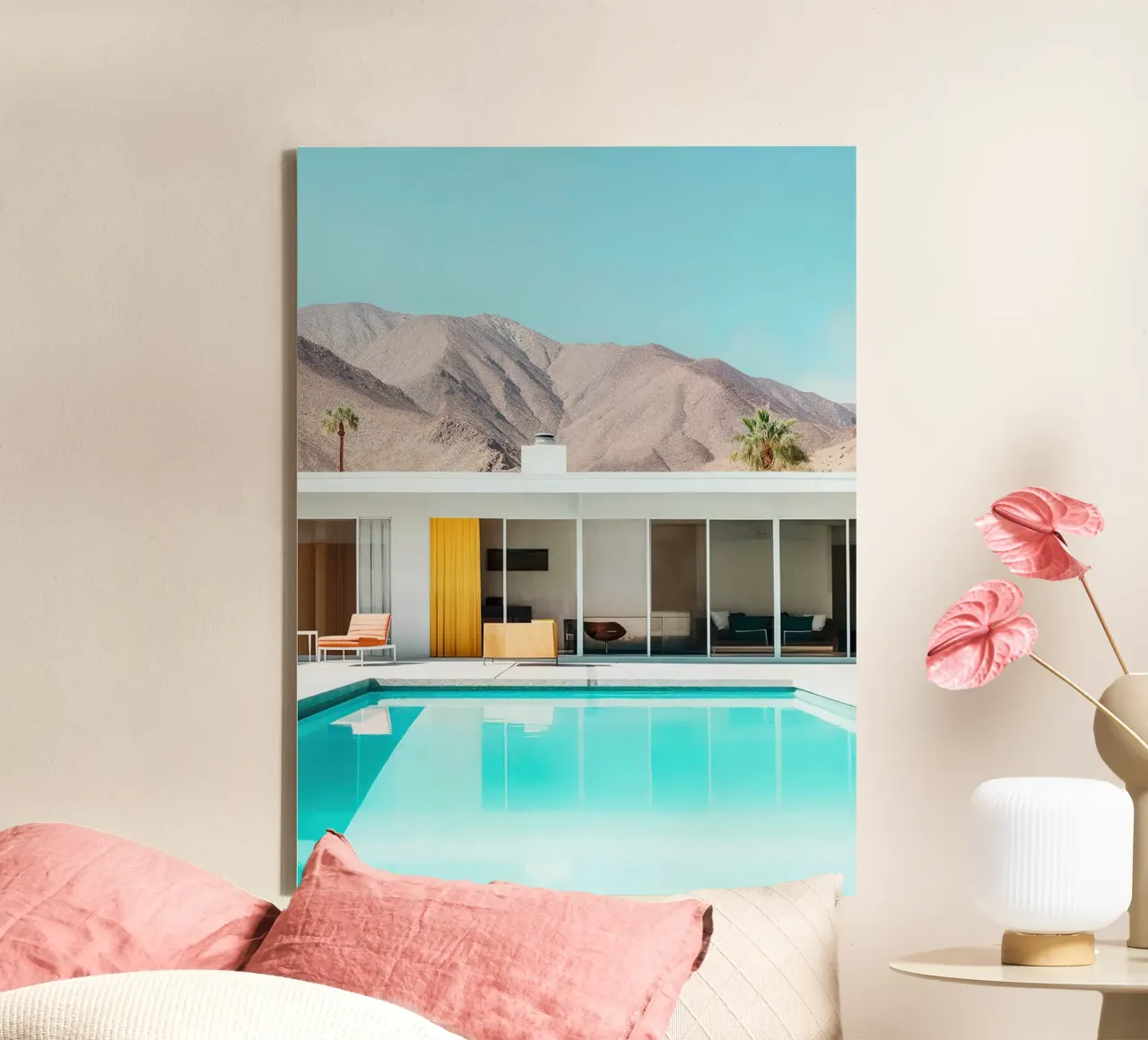 Palm Spring Private Pool II canvas van robertmotoiart