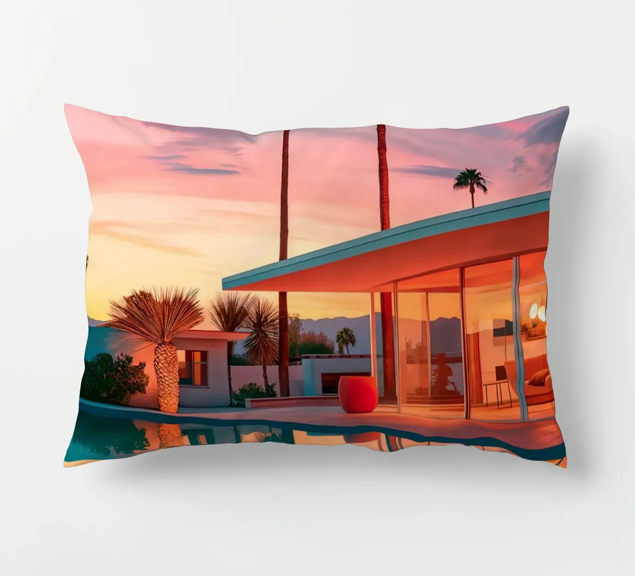 Sunset House Pool cuscino da robertmotoiart