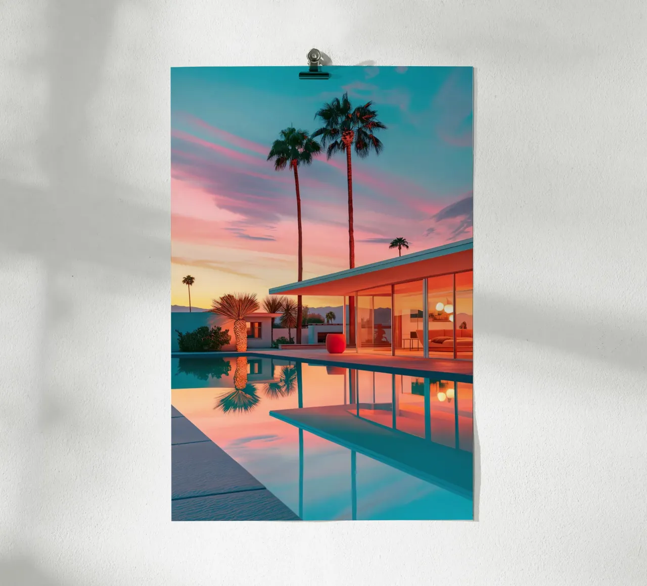 Sunset House Pool carta hahnemühle da robertmotoiart