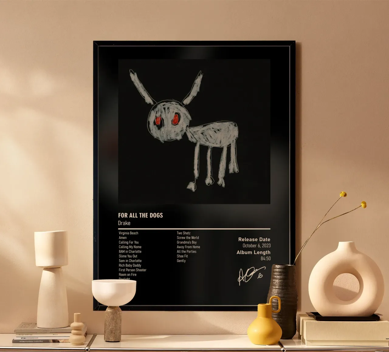 For All the Dogs (2023) Drake poster con telaio in plastica da MVFminimalist