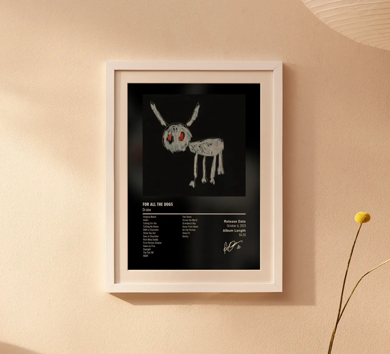 For All the Dogs (2023) Drake poster con telaio in plastica da MVFminimalist