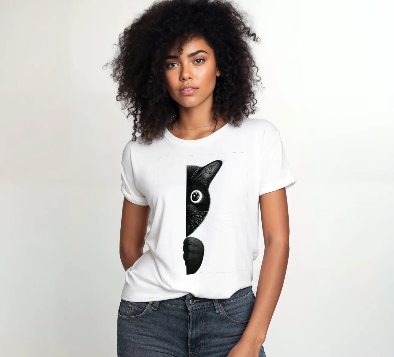 Cat Playing Hide And Seek t-shirt da donna da lennytravers