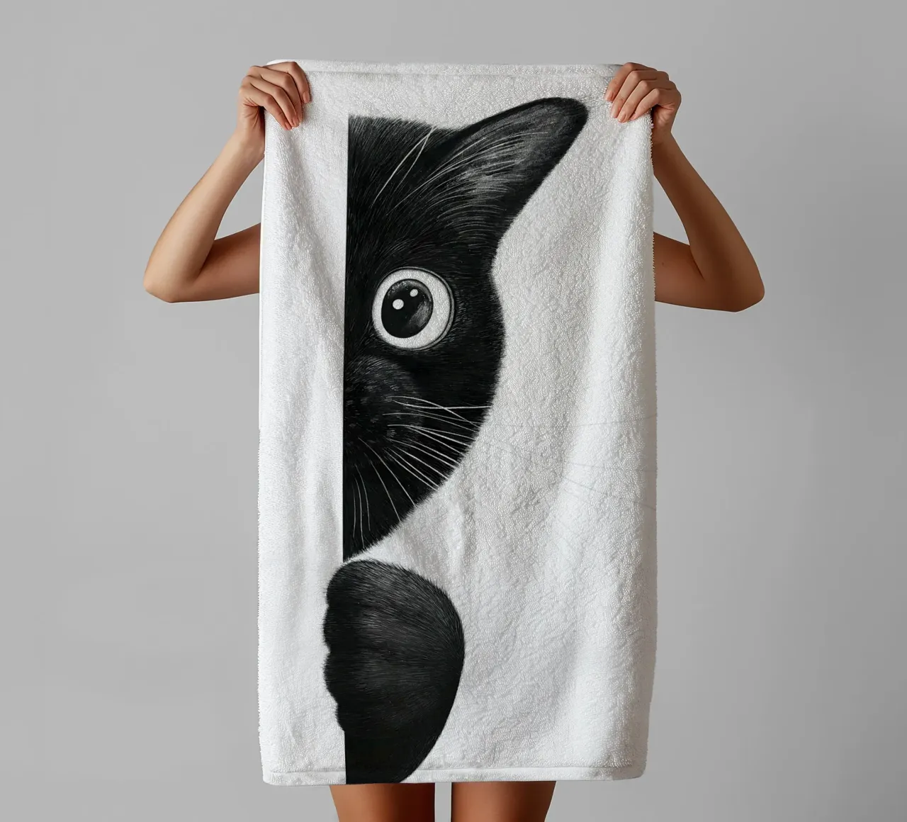 Cat Playing Hide And Seek asciugamano da bagno da lennytravers
