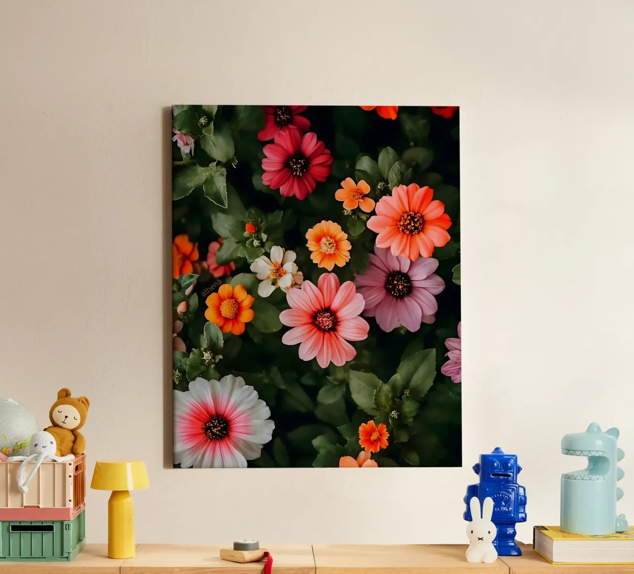 Levendige gouden bloemen canvas met Baklijst van luxi&lace