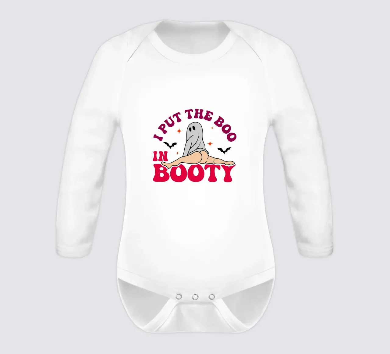 i put the boo in booty long-sleeve baby romper by onechoice