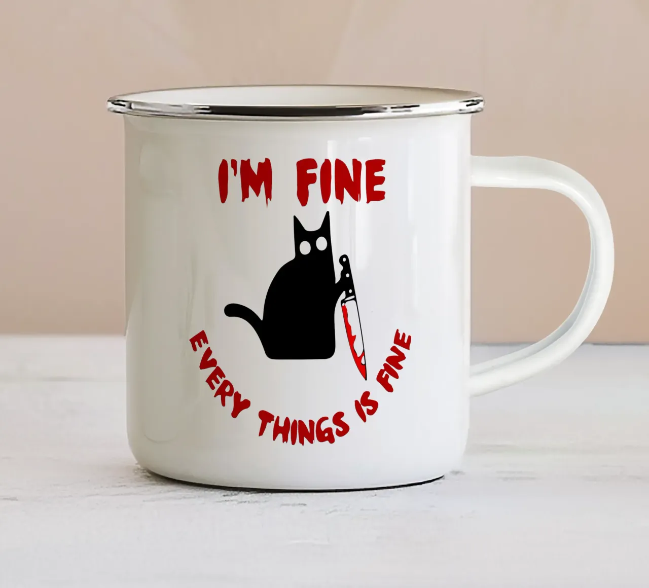 Sto bene, tutto va bene tazza in smalto da onechoice