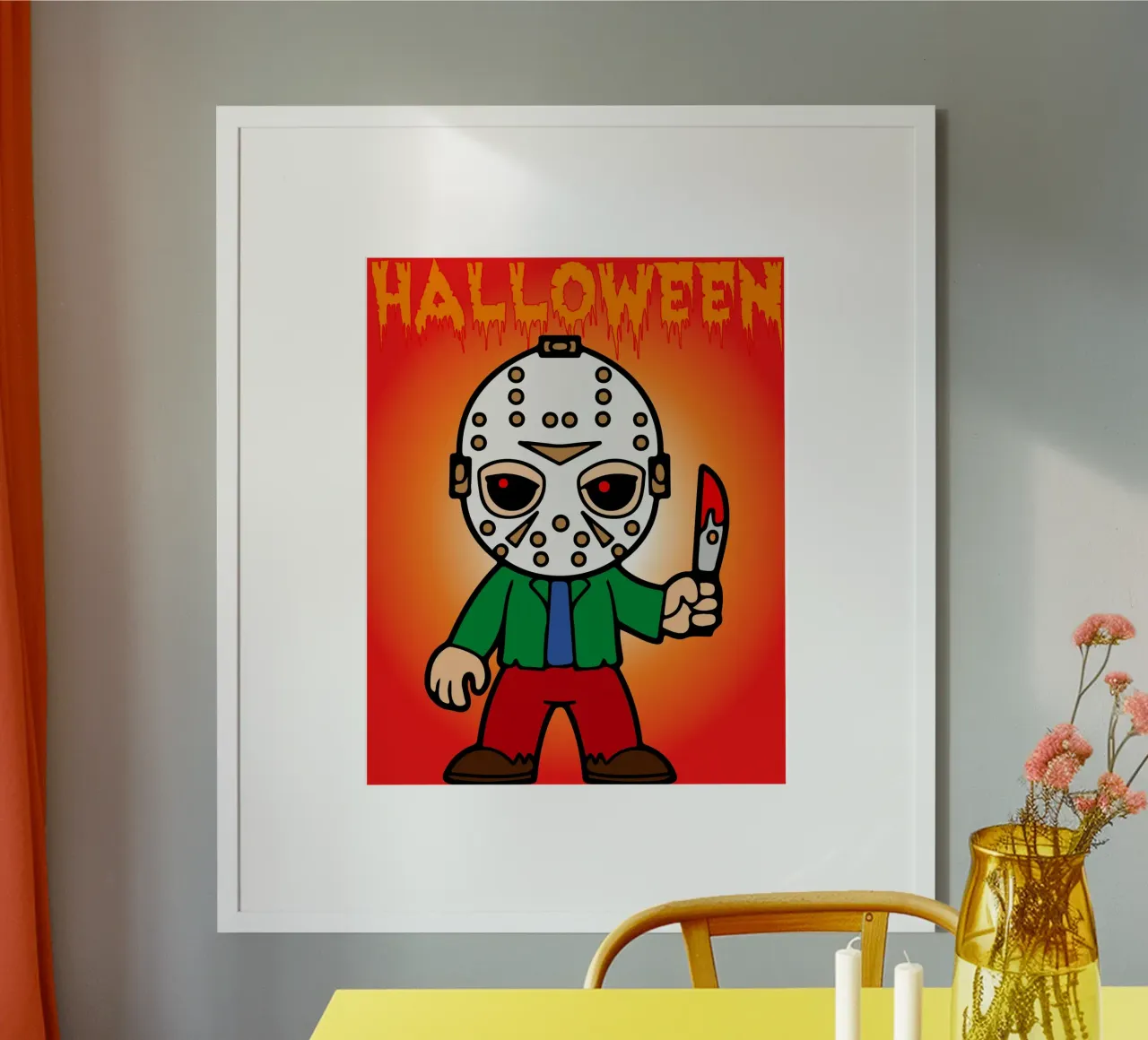 maschera fantasma halloween poster con telaio in alluminio da onechoice