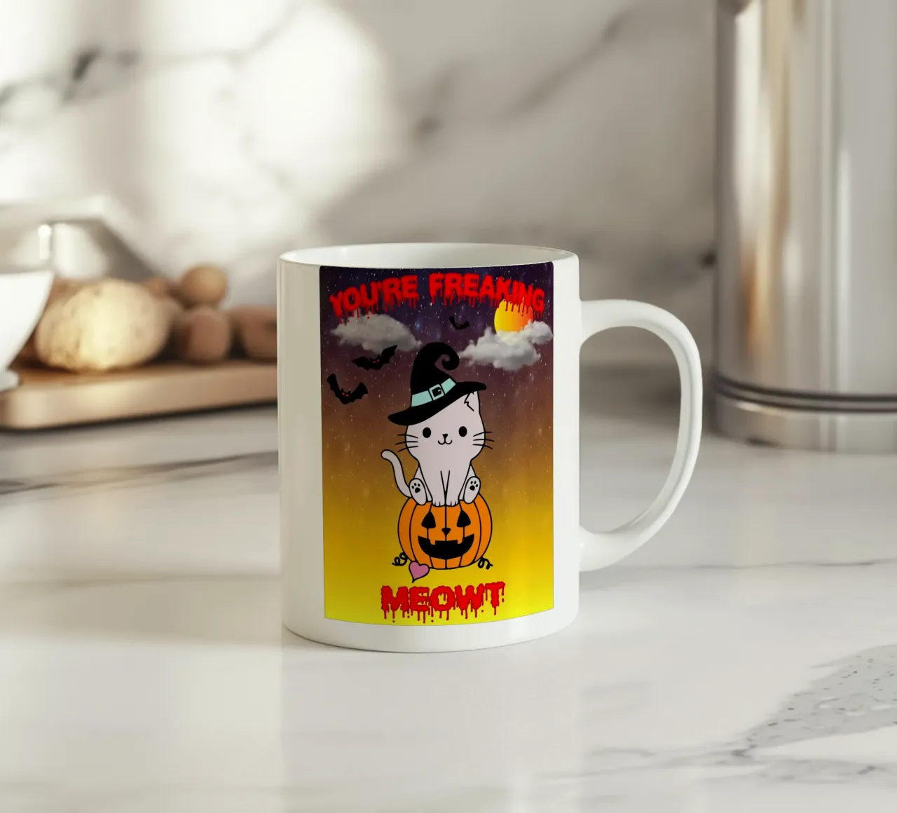 meowt ghost halloween ceramic mug by onechoice
