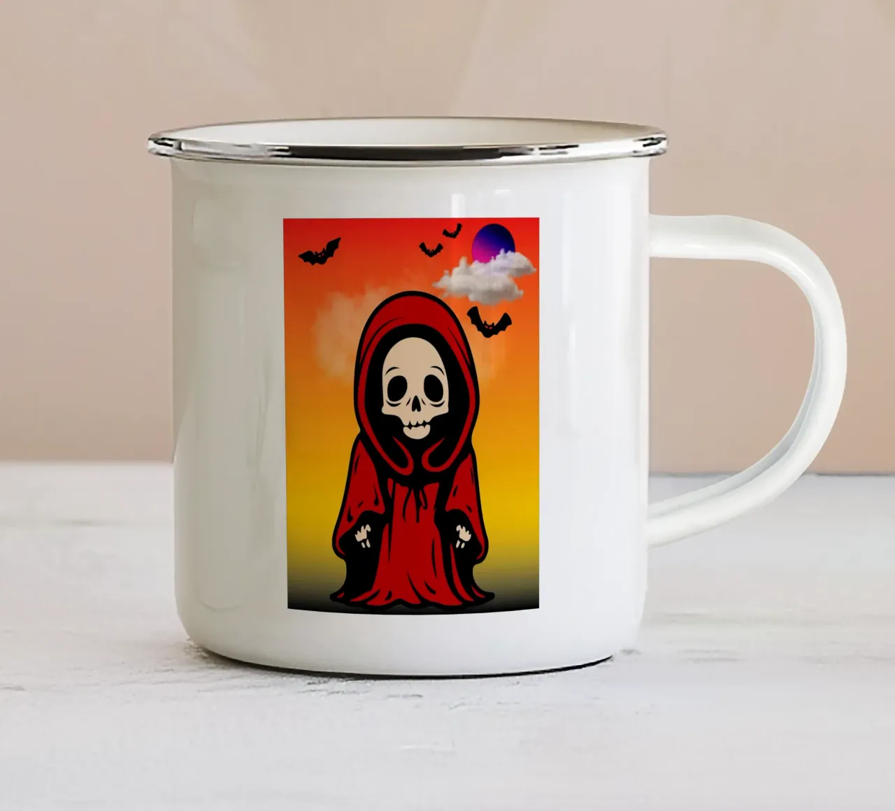 scheletro di halloween tazza in smalto da onechoice