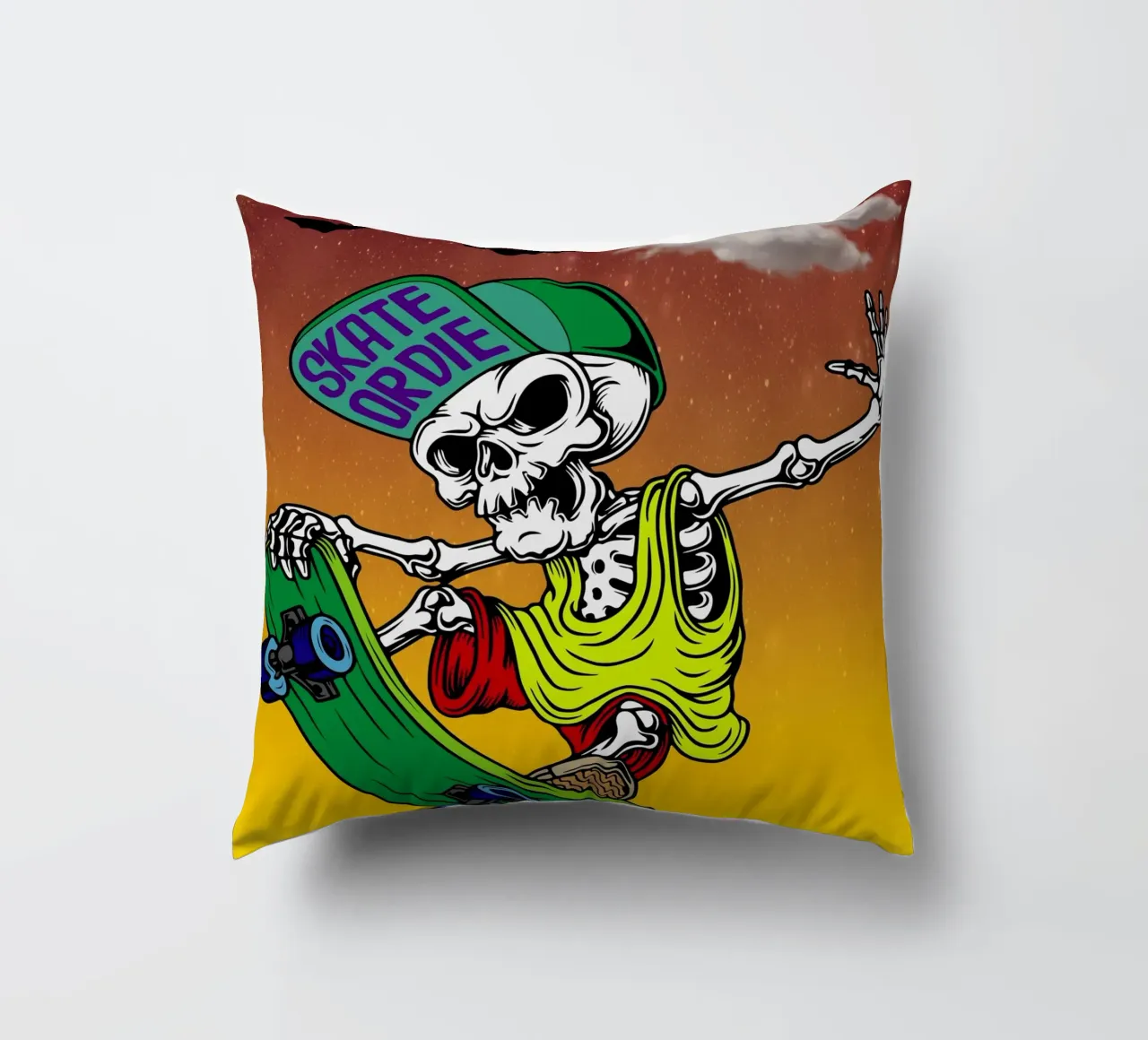 skelett skate halloween Kissen von onechoice
