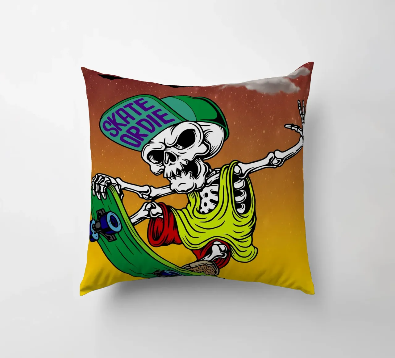 skelett skate halloween Kissen von onechoice