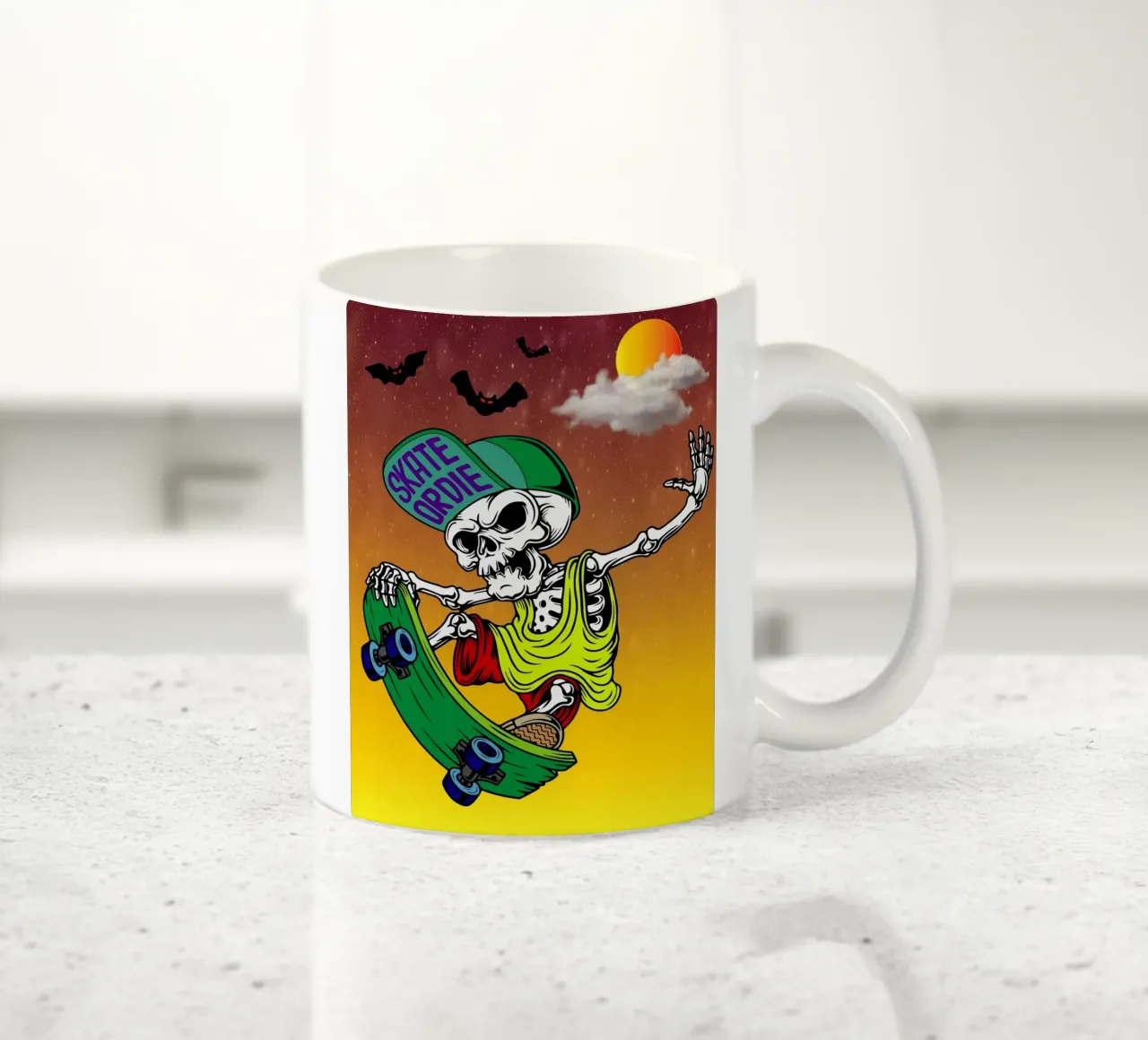 scheletro pattinare halloween tazza in ceramica da onechoice