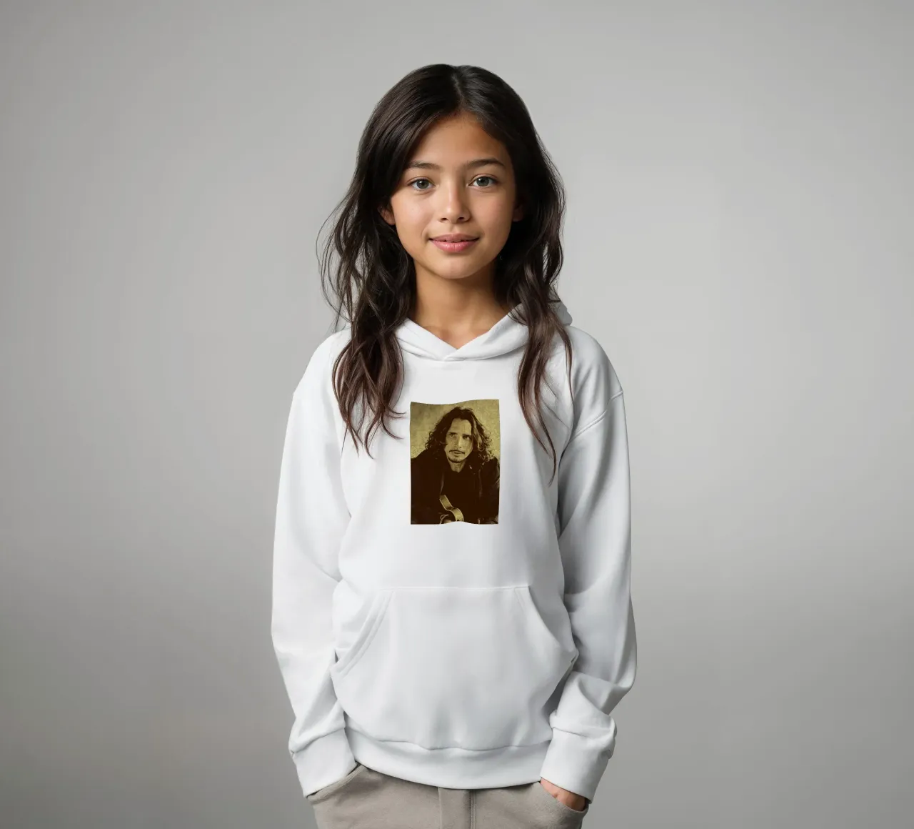 Chris Cornell ritratto retro rock felpa bambino con cappuccio da singpentinksale