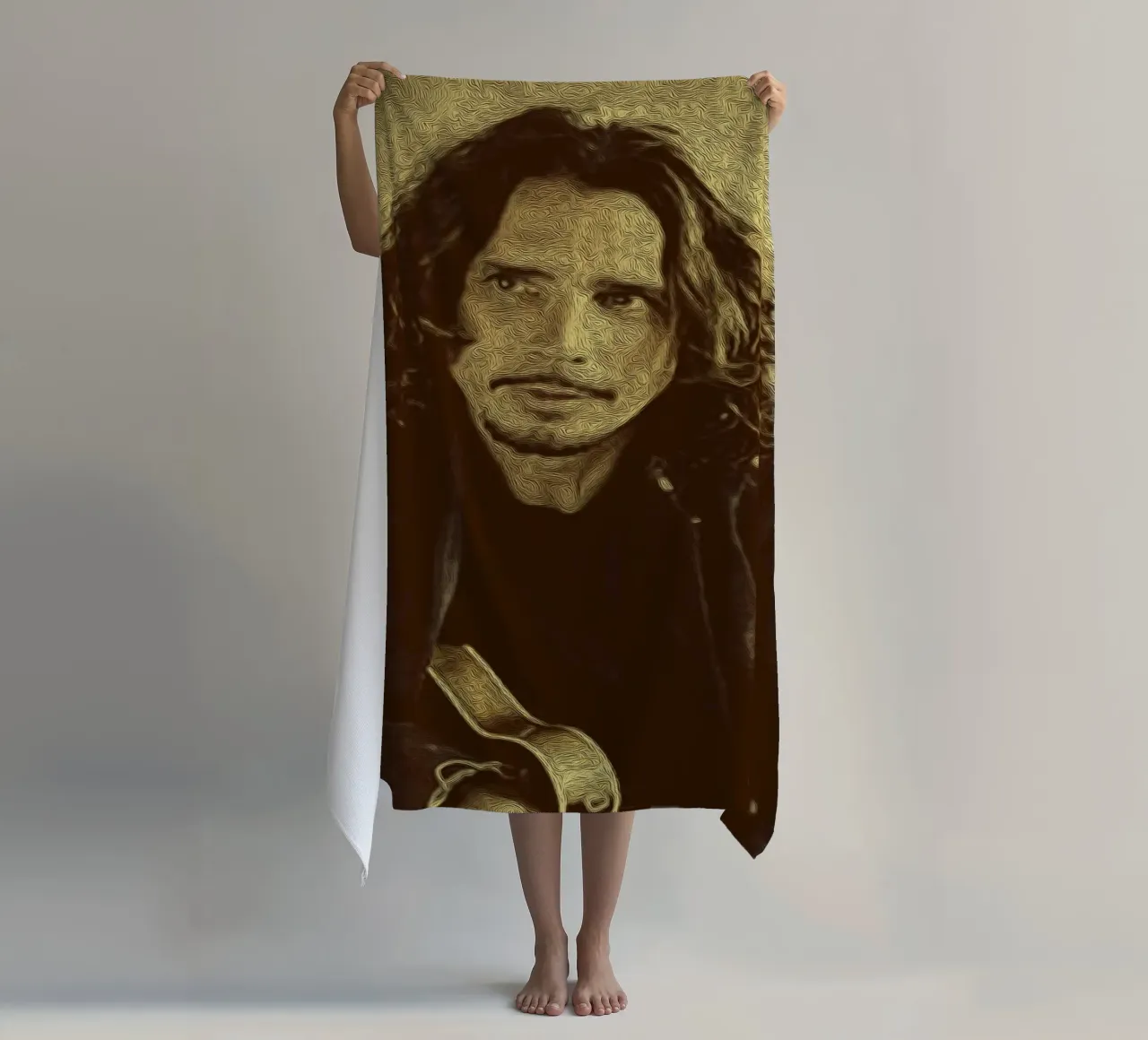 Chris Cornell ritratto retro rock telo mare da singpentinksale