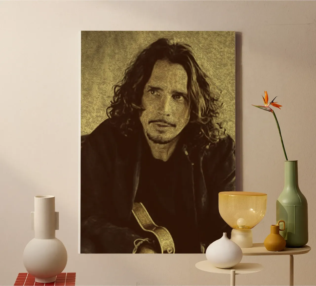 Chris Cornell retro rock portrait canvas by singpentinksale