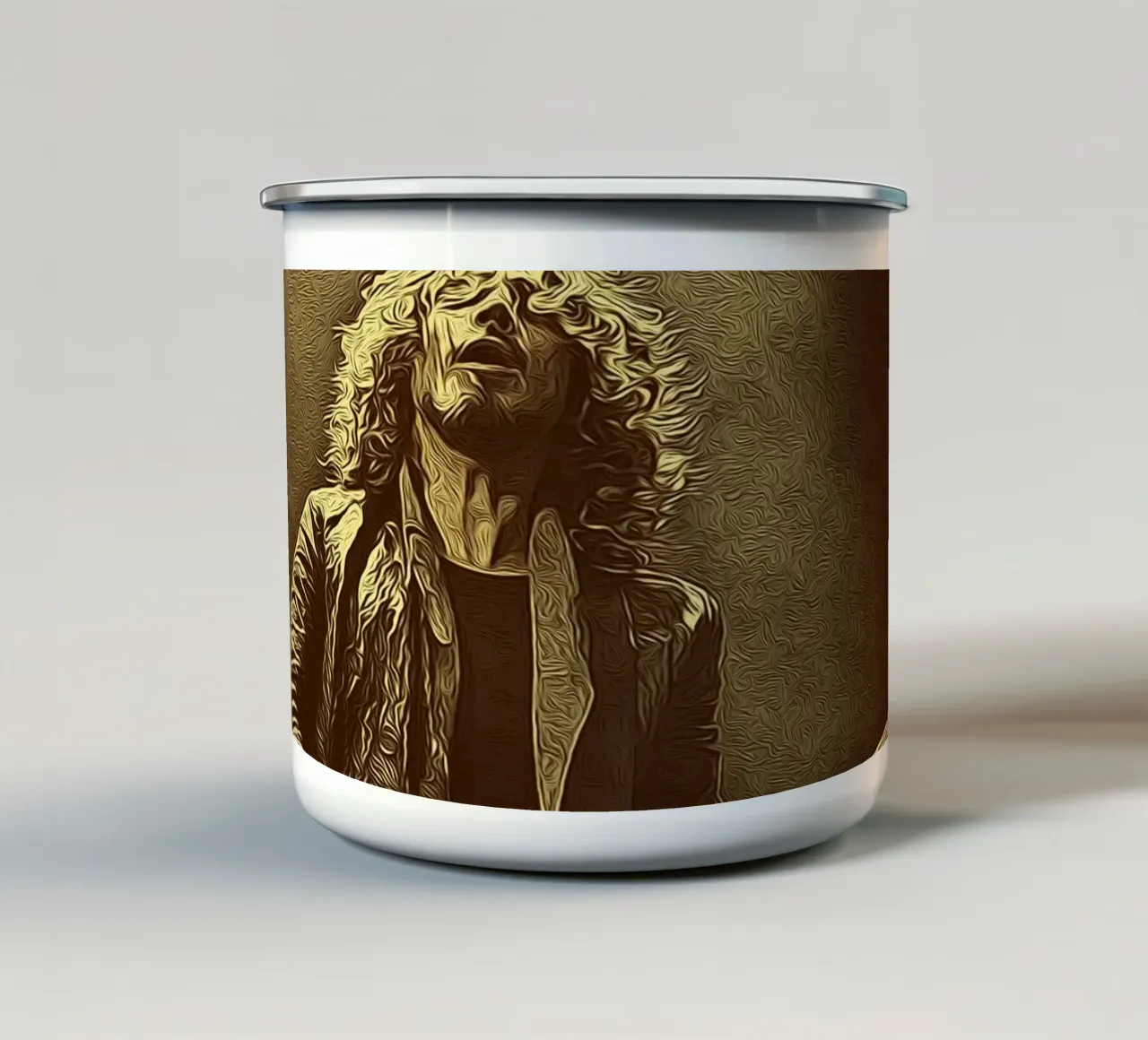 Riflettori e fumo tazza in smalto da singpentinksale