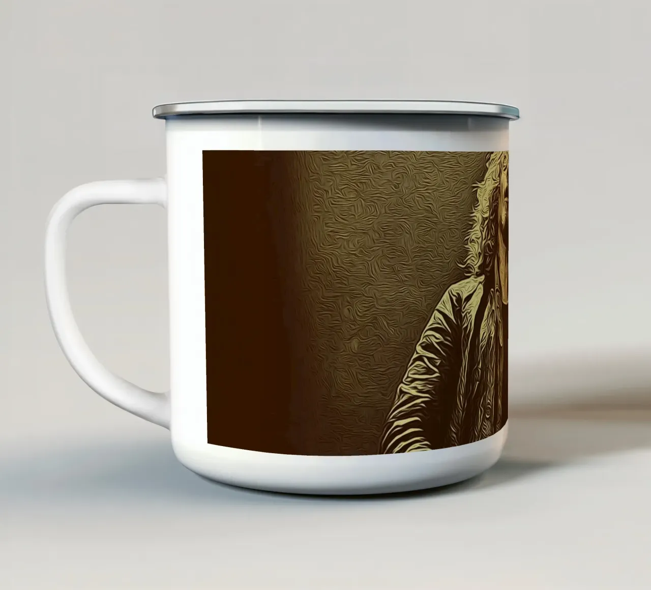 Riflettori e fumo tazza in smalto da singpentinksale