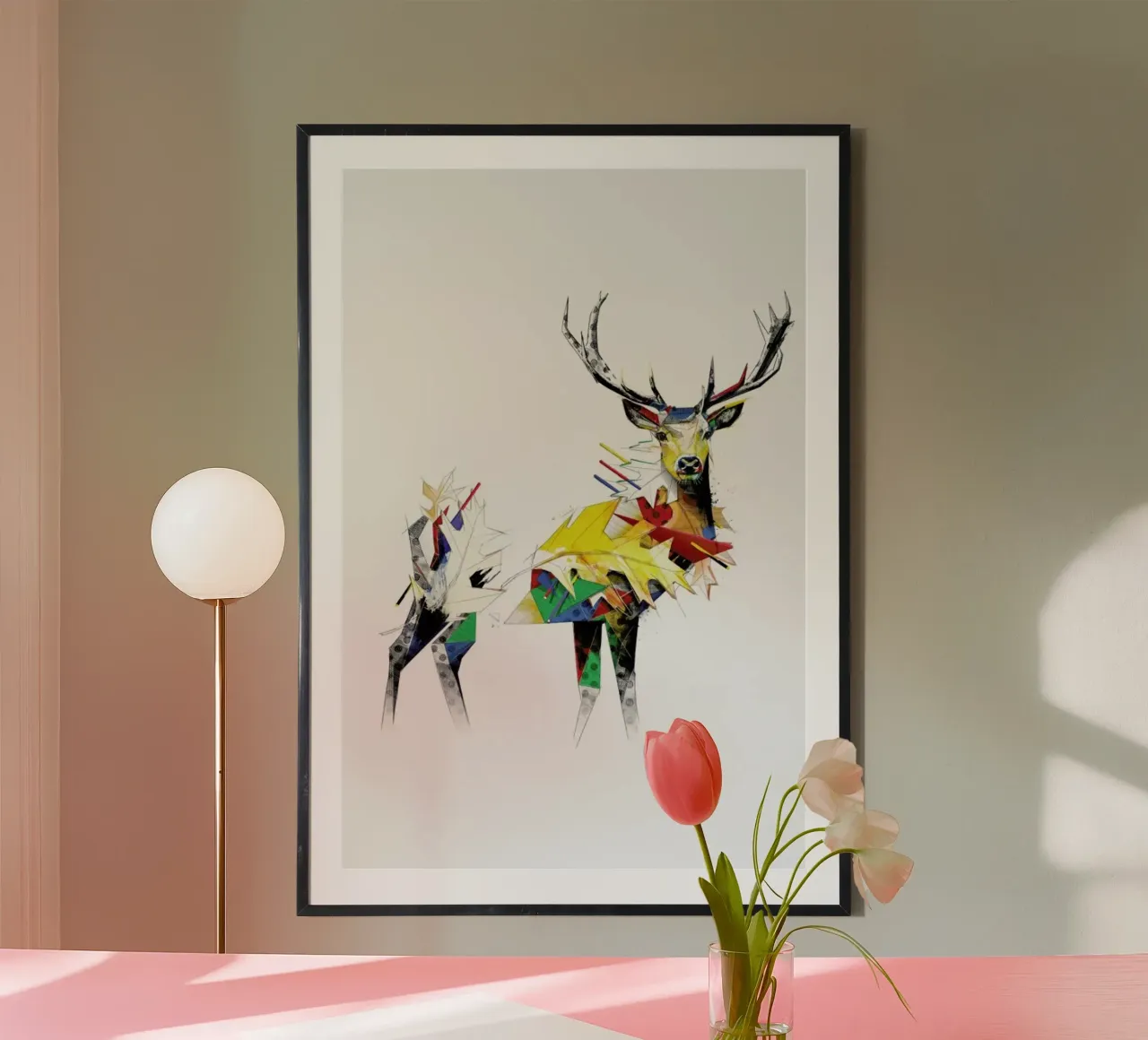 Deer in the Woods poster con telaio in plastica da Birgit Palma