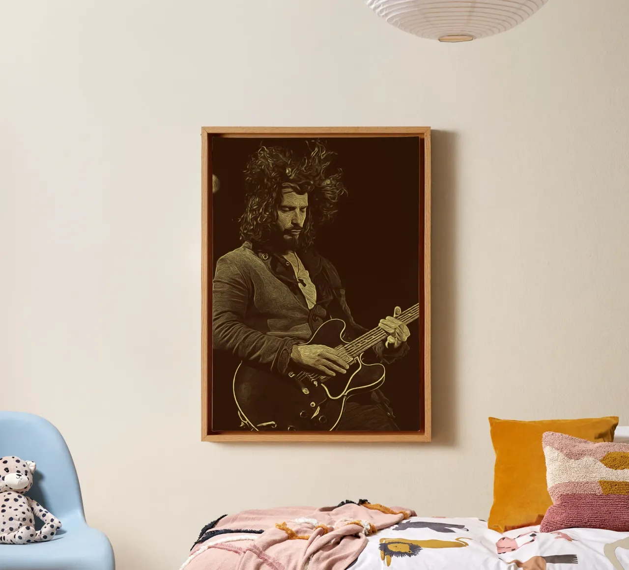 Chris Cornell Expressieve Grunge canvas met Baklijst van singpentinksale