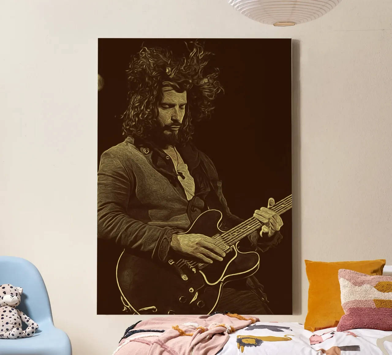 Chris Cornell Expressieve Grunge canvas met Baklijst van singpentinksale